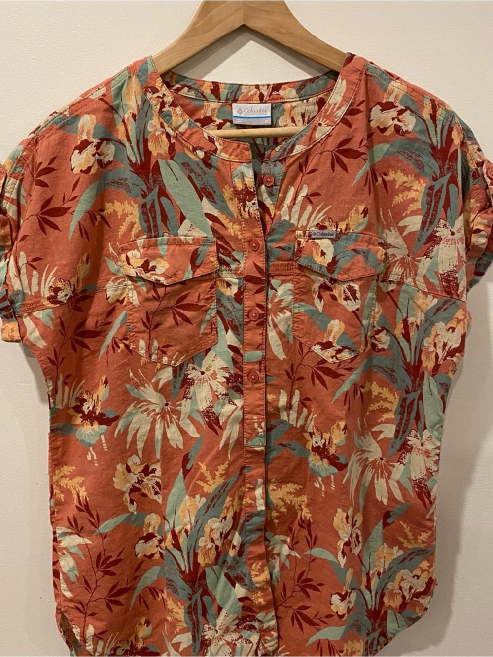 Columbia cotton floral print blouse